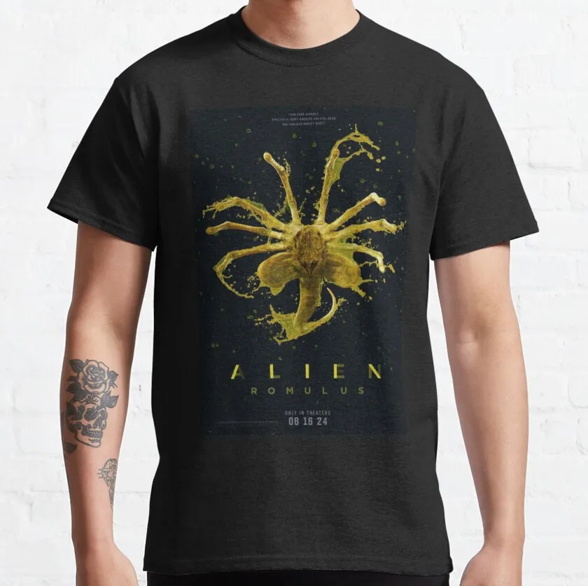 Alien Romulus Xenomorph Ripley 2024 scary film cinema sci fi horror moive Facehugger Digital printing plus size t shirt