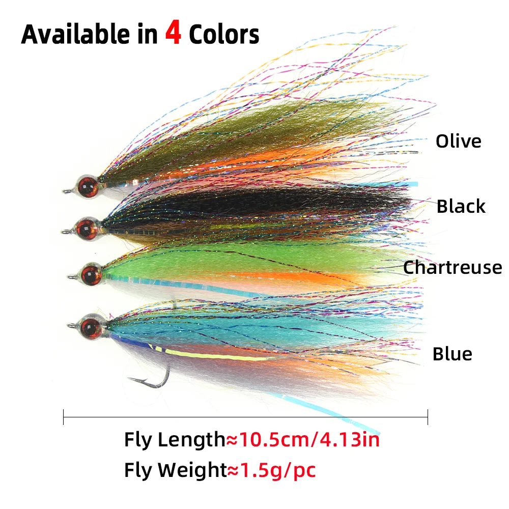 1 Stück/4 Stück Epoxy 3D Fischaugen-Köder, Minnow, Slinky-Faser-Köder, Salzwasser-Streamer, Fliegenfischen, Forellenköder, Angelköder – Detail 3