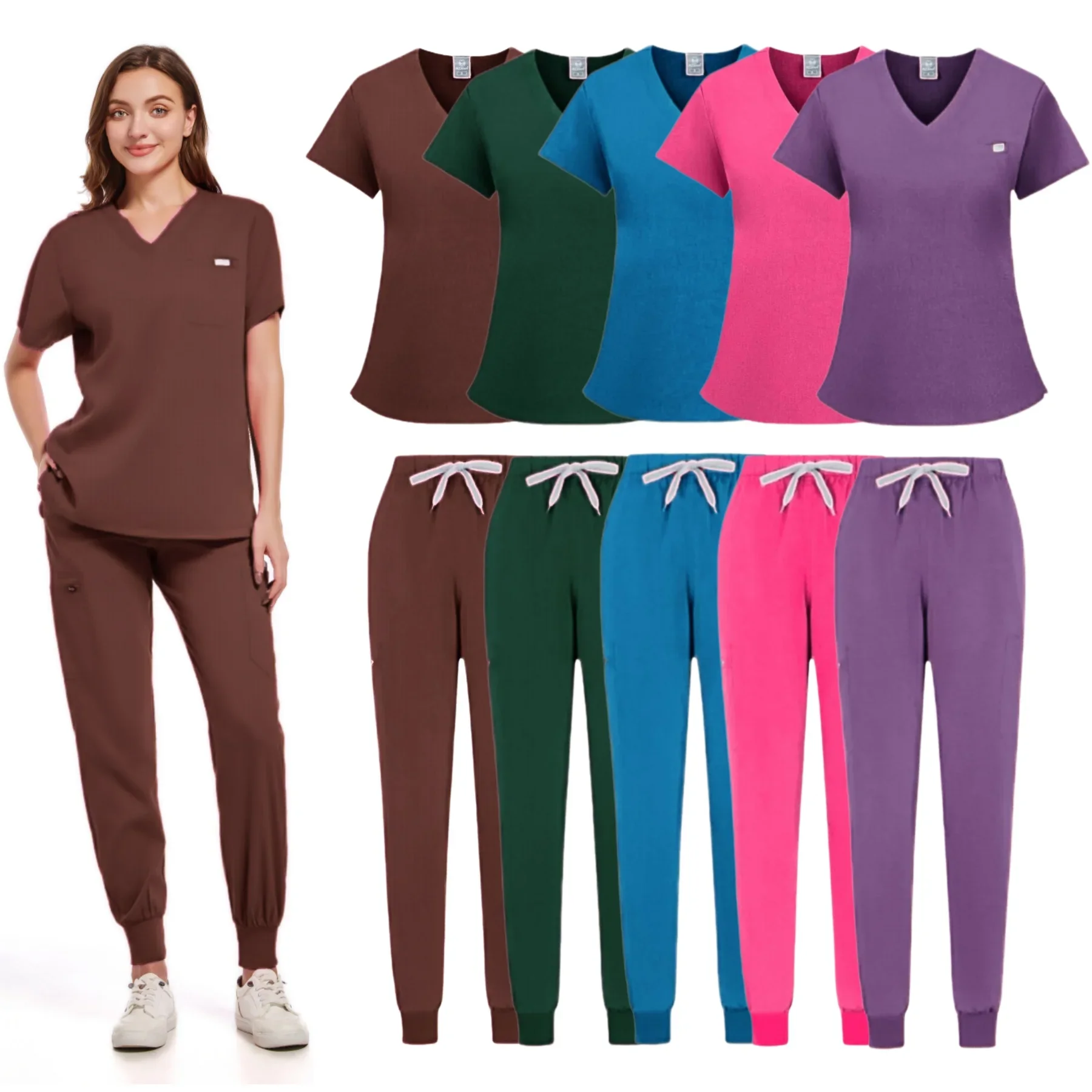 High Quality New Design Medical Scrubs Set Hospital Doctor Surgical Uniforms Nurse Accessories Unisex Dental Clinic Lab Workwear