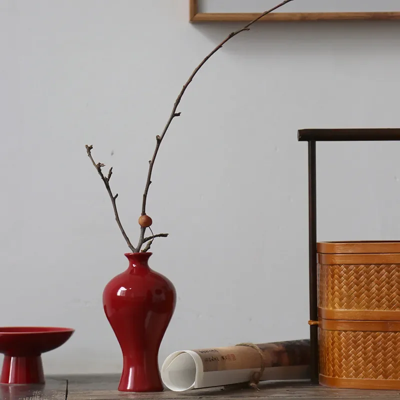for Jingdezhen Ceramic Small Vase Desktop Ornament for TV Cabinet Home Decoration Living Room Entrance Flower Arrangement
