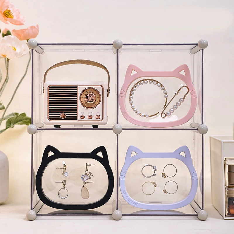 10PCS Cat Floating Jewelry Display Box Clear Film PE Elastic Organizer for Rings Necklaces Accessories Storage Packing Supplier