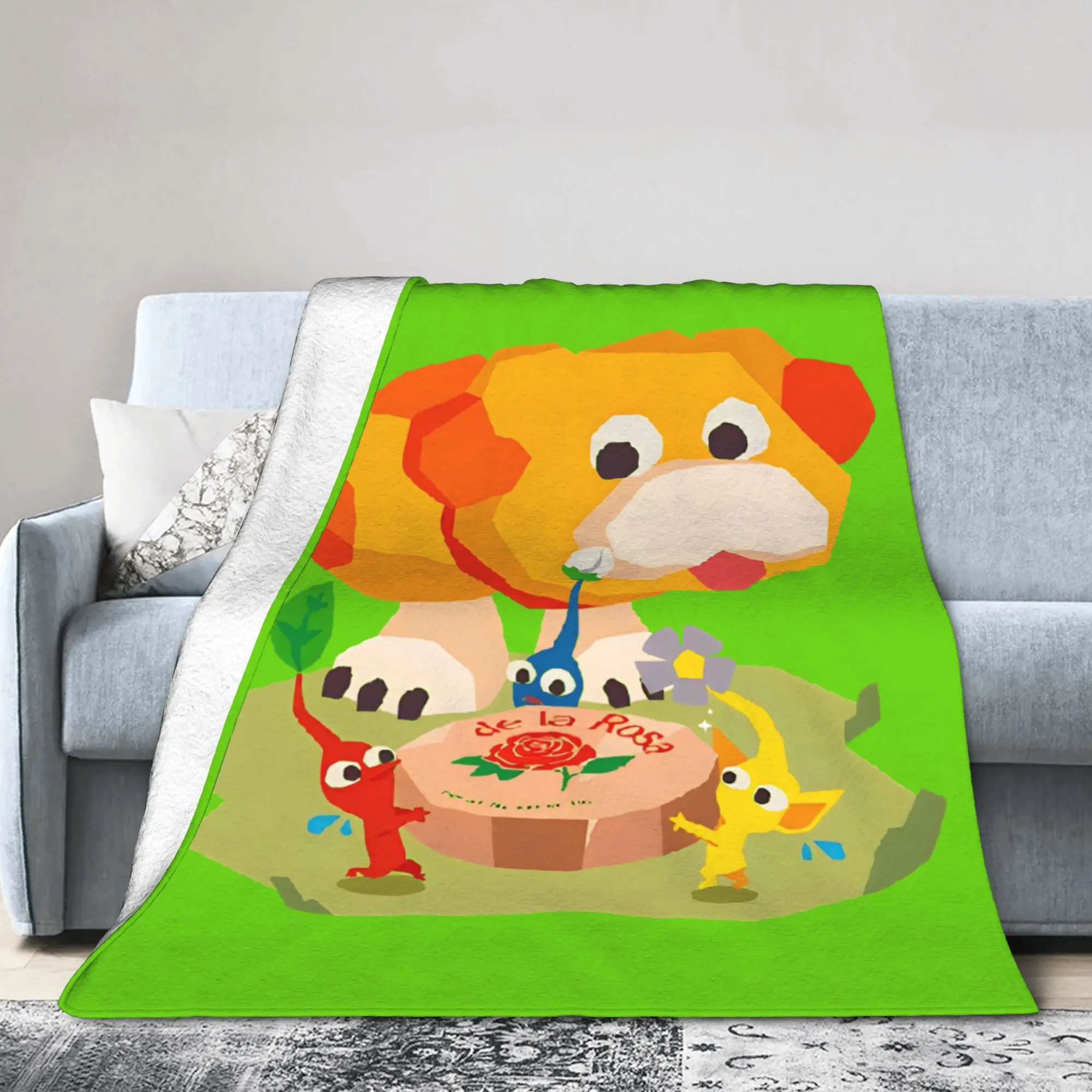 Pikmins 4  Knitted Blanket Flannel  Lightweight Throw Blanket for Airplane Travel Bed Rug