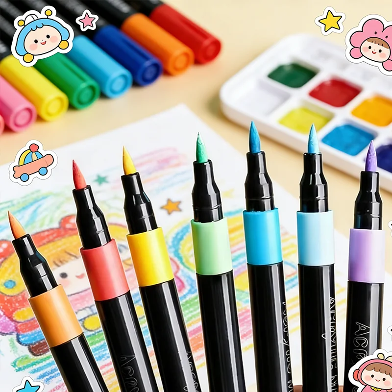 24/48/60/80/120 Farben Soft-Tip Acryl-Marker-Set - Doppelspitzen-Kunstmarker zum Zeichnen, Malen & DIY-Basteln (Großpackung) – Detail 6