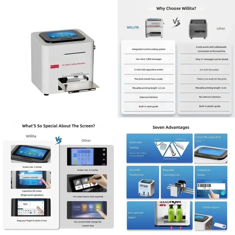 For 12.7mm Desktop Inkjet Printer One-Click Static Printing Multilingual Manual Label Printing