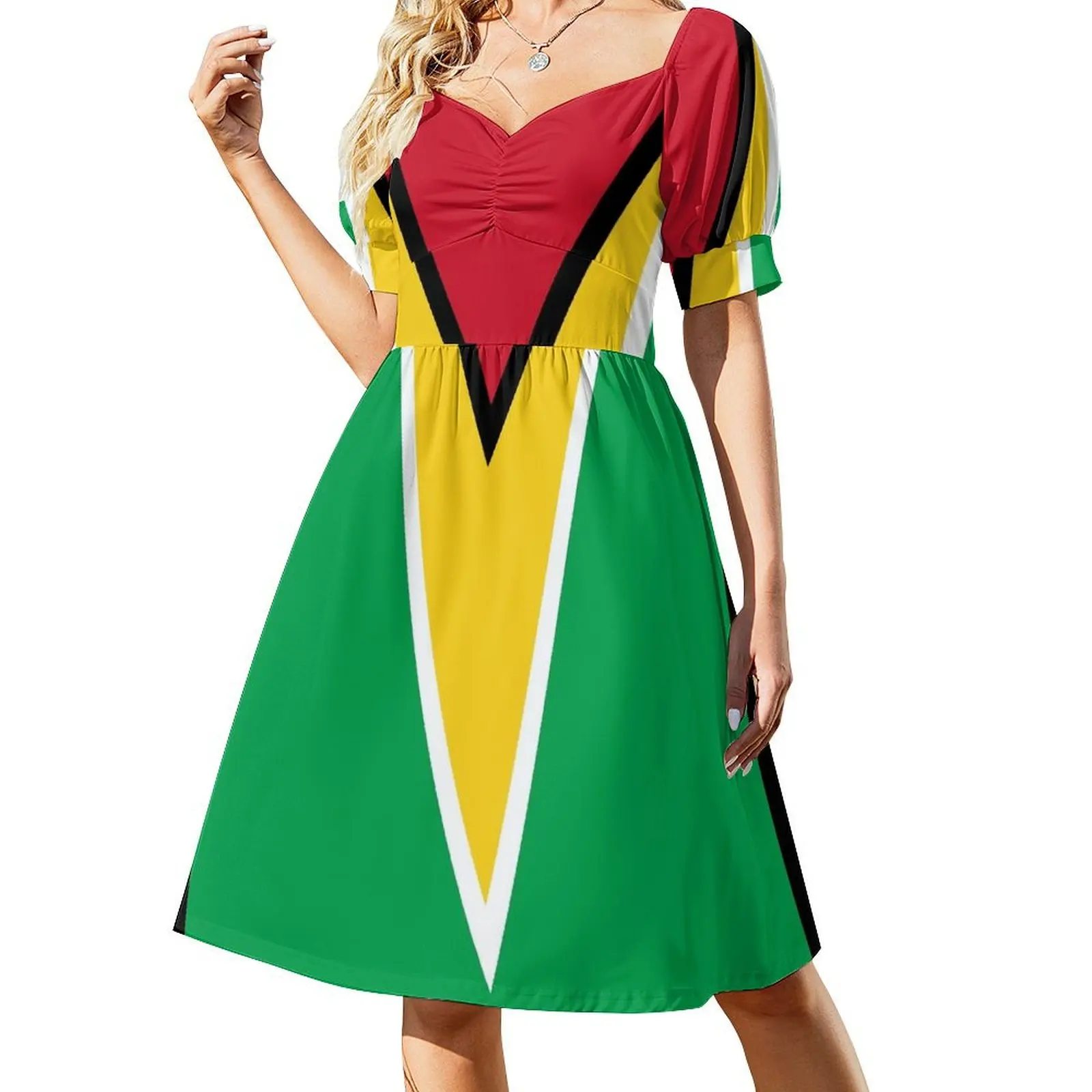 

Guyana National Flag Short Sleeved Dress Dance dresses dress for women summer dress woman 2025 trendy Female