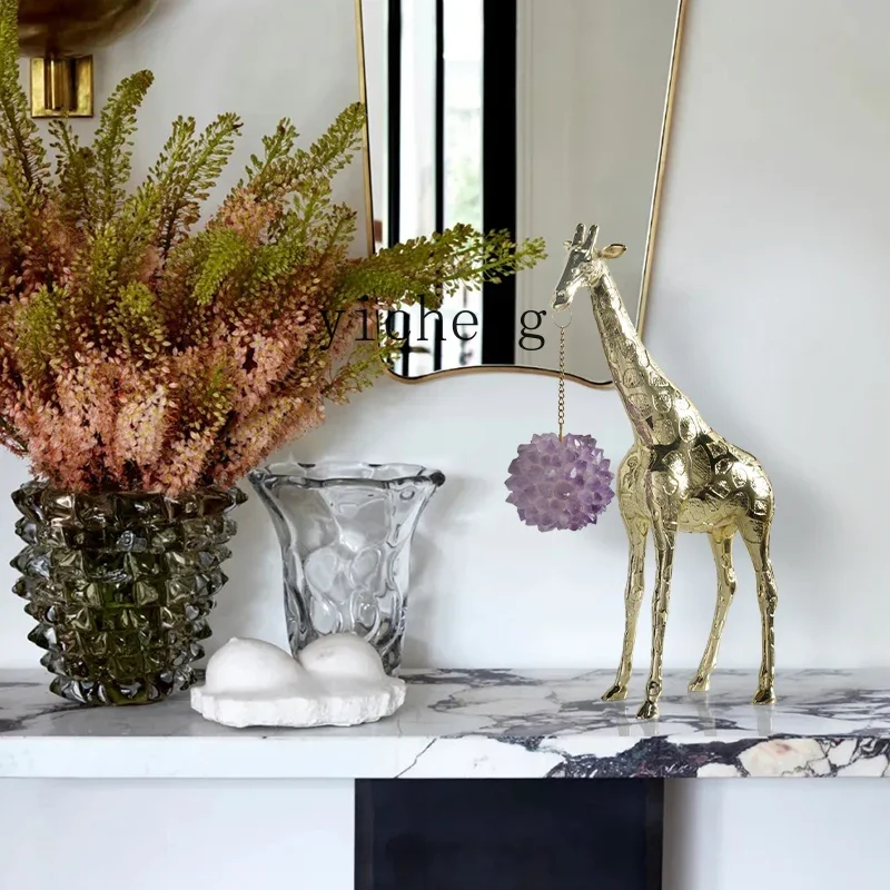 X-28 modern light luxury amethyst stone decoration home living room entrance desktop giraffe creative ornament