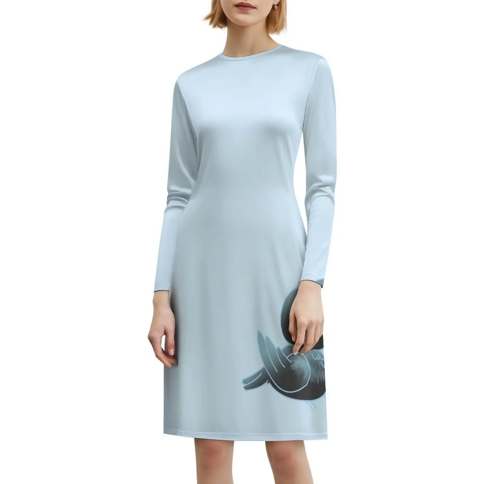 فستان حفلات نسائي لطيف وسيم وذكي على شكل طائر الغراب ملابس عصرية مطبوعة للنادي للسيدات طائر الغراب باللون الأسود الذكي #6