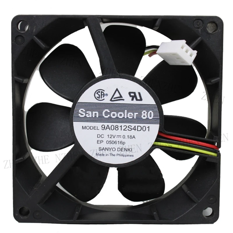 

S New 9A0812S4D01 12V 0.18A 3-wire dual ball cooling fan For Sanyo