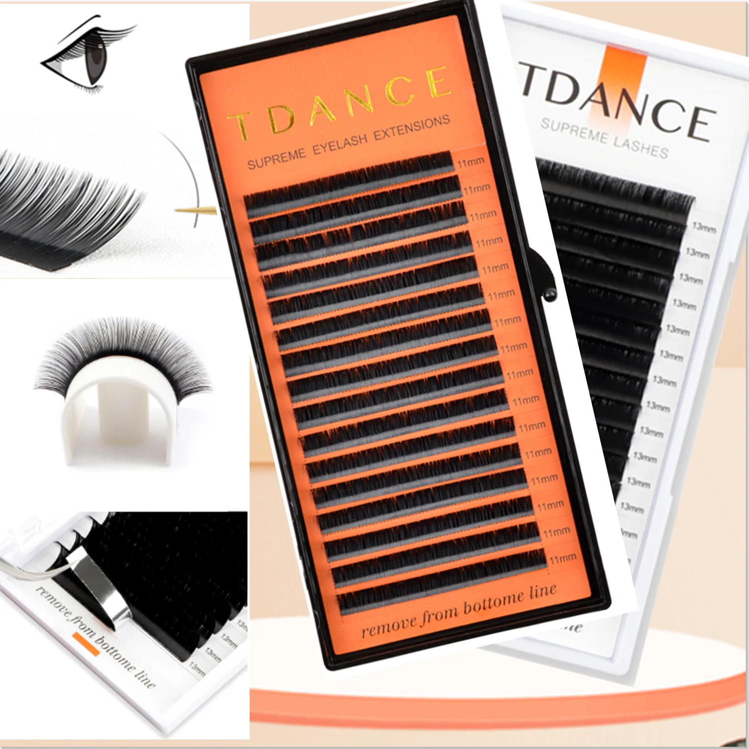 TDANCE Individual Eye Lash Extension 16Rows Soft Faux Mink Lashes Russian Volume Makeup Eyelashes Professionals Classic Eyelash