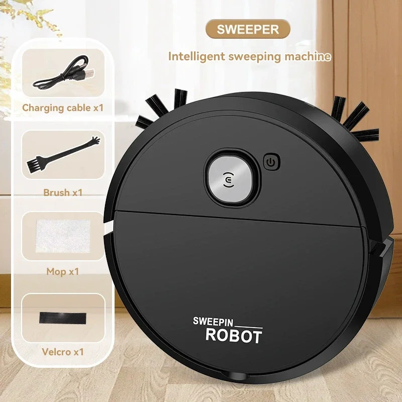 New 3 in 1 Smart Sweeping Robot 4000Pa Vacuum Cleaner Strong Suction Easy To Use Floors Pet Hair Silent Home Cleaning Machine