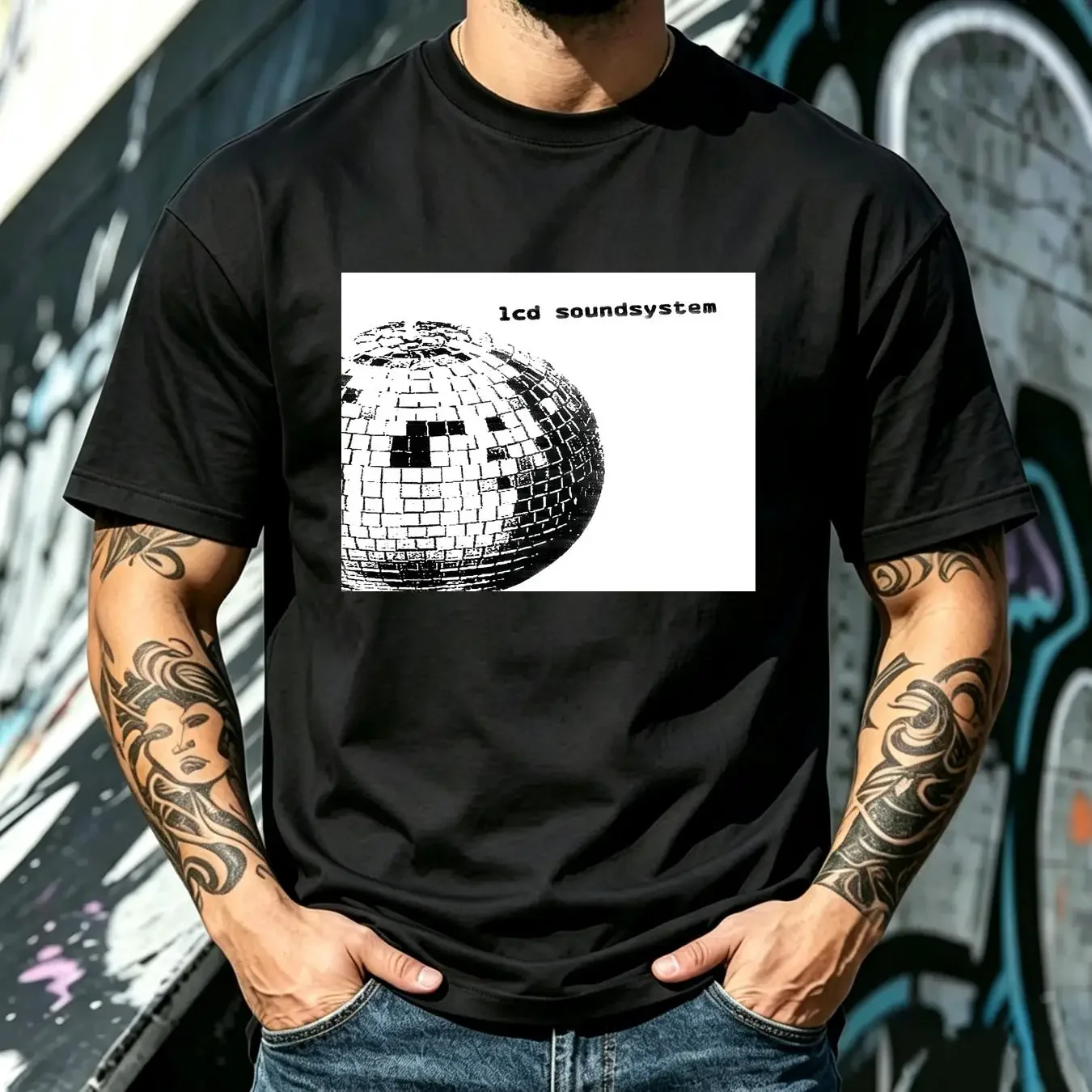 washed T Shirt LCD SOUNDSYSTEM self titled vinyl cd cover SMALL MEDIUM LARGE XL long or short sleeves vintage Washed