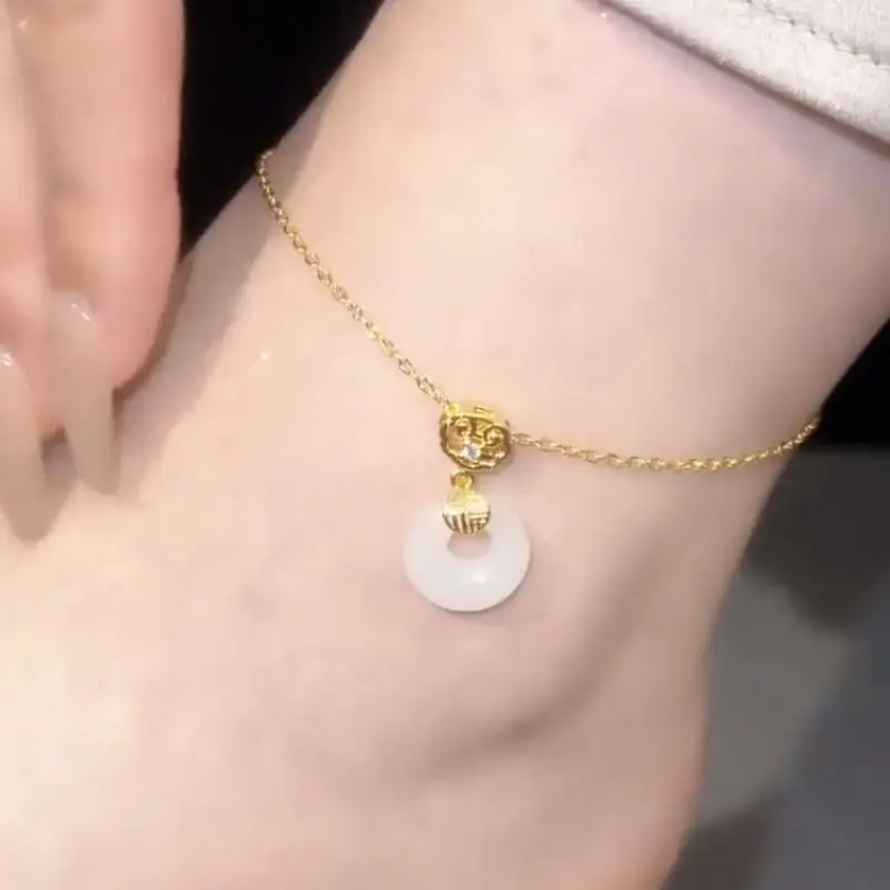 Extended Pingan Pendant Anklet for Women Elegant Light Luxury High End Niche Design Delicate Stylish New Top Fashion Accessory