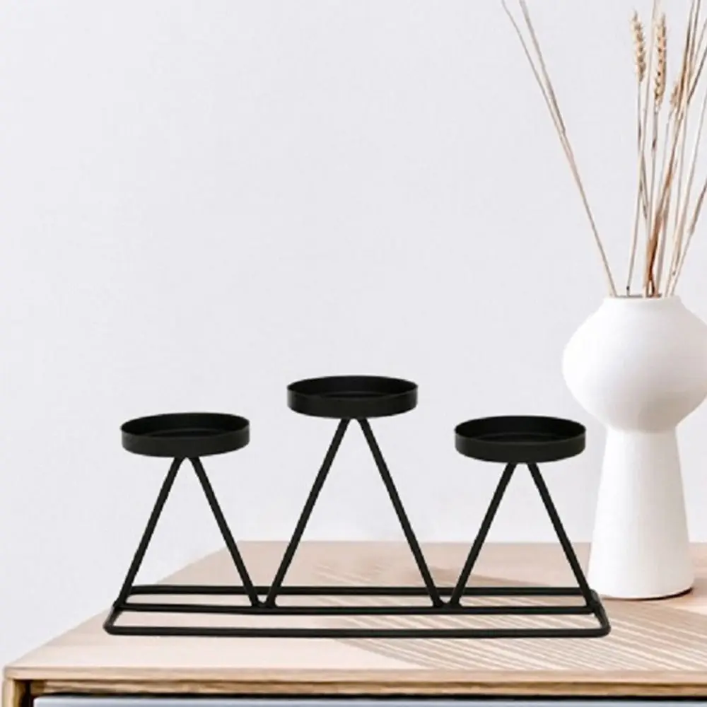 Heat-resistant Three-head Candlestick Stand Durable Rust-proof Nordic Candle Holder Unique Geometric Dining Candle Party Table