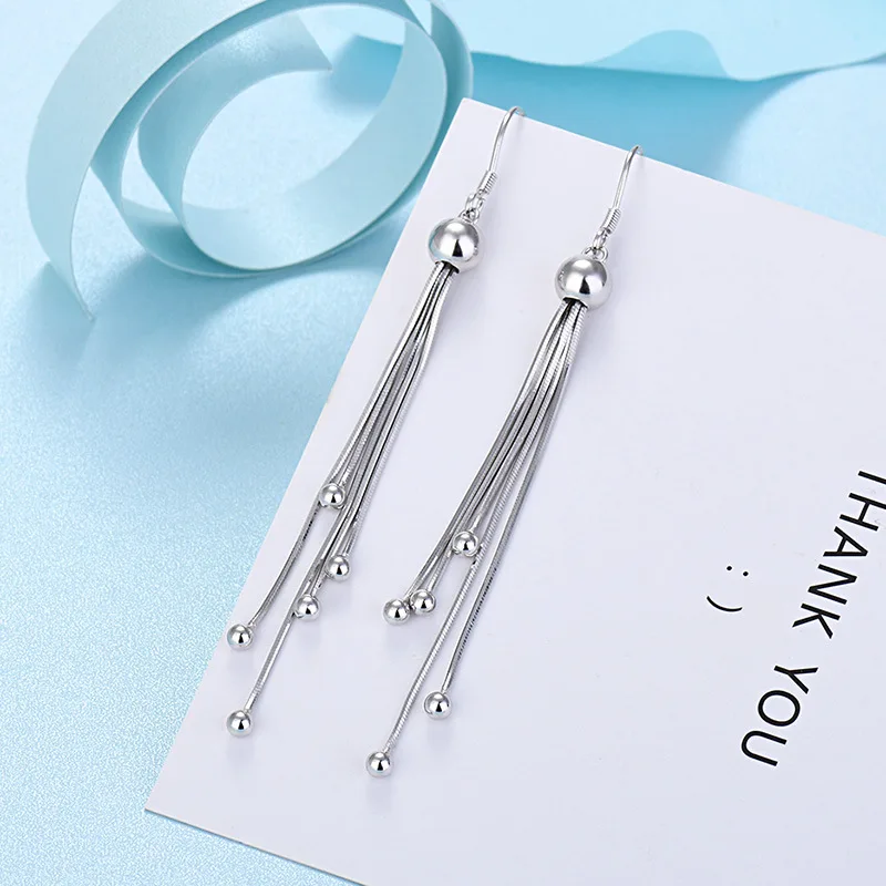 Hot Original 925 Sterling Silver classic Tassel bead earrings for women fashion party wedding Engagement jewelry Holiday gifts