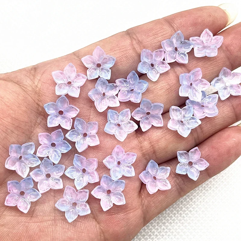 30 Stück 12mm Fünfblättrige Blumen-Lampwork-Perlenkappen Glas-Abstandhalterperlen für Schmuckherstellung DIY-Zubehör Haarnadeln – Detail 19