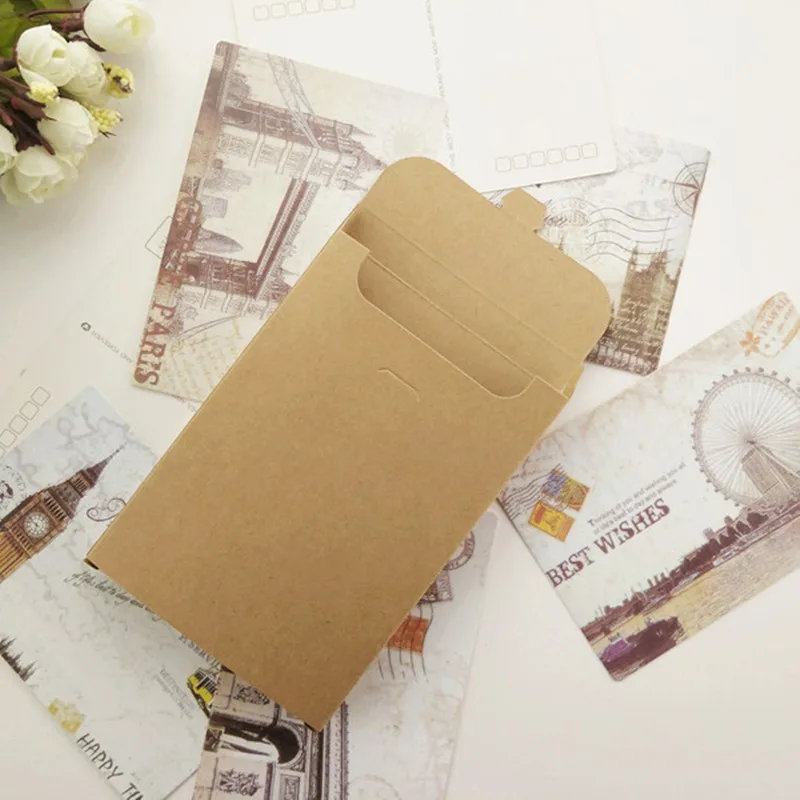 50pcs Multifunction Kraft Envelope Box Blank DIY For Gifts Package Kraft Paper Postcard Boxes Packing Bag Envelope Namecard Box