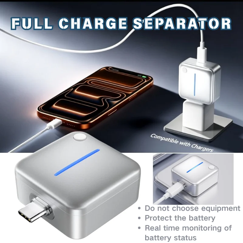 1/2/3/5/10 Full Charge Auto Disconnect Device Type‑C Real‑Time Battery Monitor Protector Smart Charging Saver For Mobile Phone
