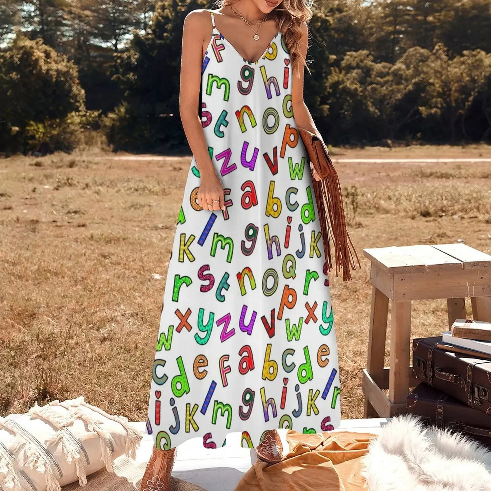 Alphabet Lettering Doodle Font Sleeveless Dress women clothing 2024 new arrivals Aesthetic clothing Dress