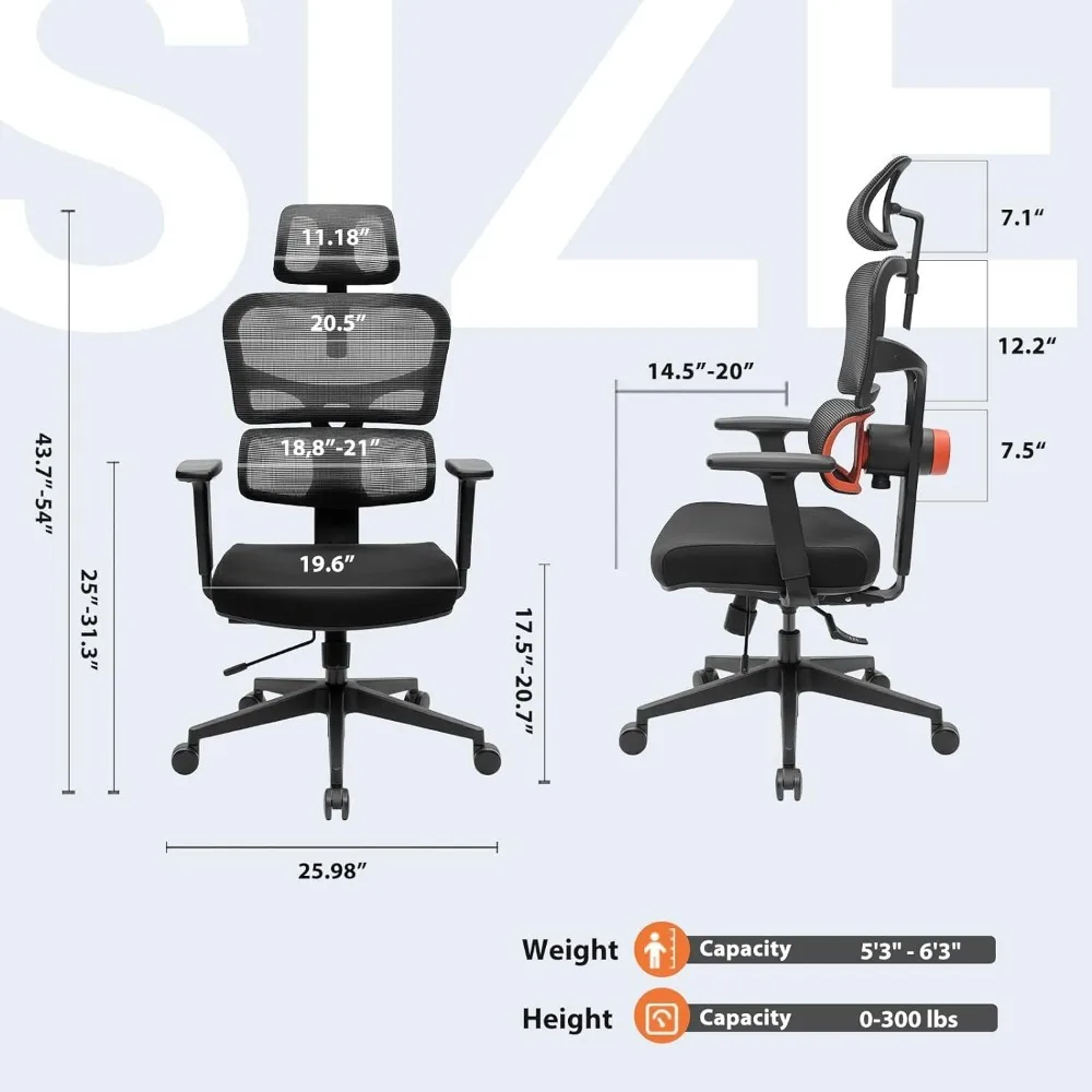 Gaming Chair Reclining Chair Work for Home Seat Depth&Height Adjustable Armchair 4D Armrest Computer Ergonomic Comfortable