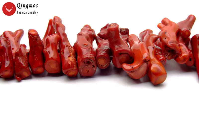 Qingmos 30-50mm Branch Natural Red Coral Loose Beads for Jewelry Making DIY Necklace Bracelet Pendant Loose Strands 15\