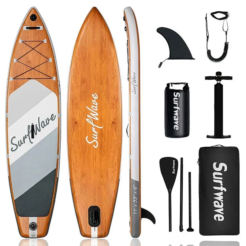 Wooden Double Layer Drop Stitch SUP Boards Quality Inflatable Paddle Board