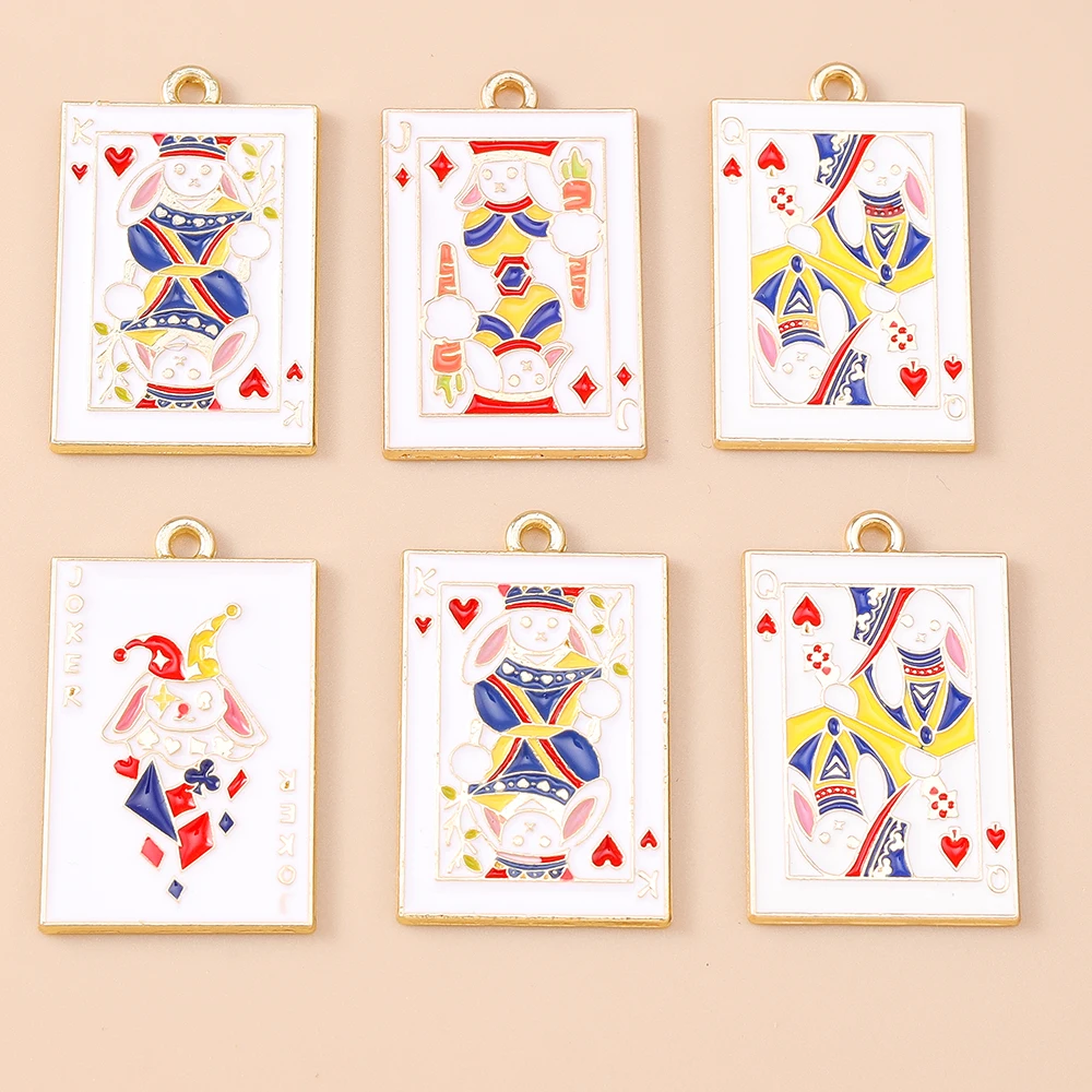 Leslie 10 Stück Emaille Poker Spielkarten Charms Metall Ace Joker Charms für Ohrringe Schlüsselanhänger Schmuckherstellung Diy Zubehör – Detail 2