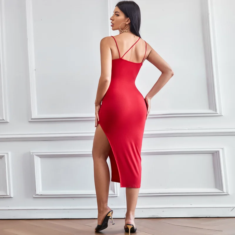 YQ1-الربيع والصيف المرأة أزياء جديدة أزياء مثير Bodycon حزام عارية الذراعين فستان طويل نحيف #2