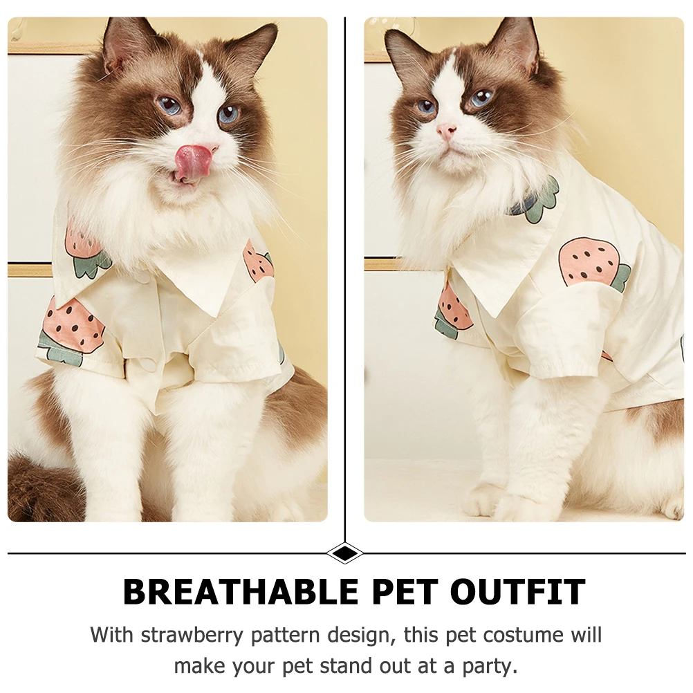 

Strawberry Printed for Small Cats Puppies Breathable Cat Shirts Pet Small Puppy Apparel Outfit Daily Wear Dog Vests
