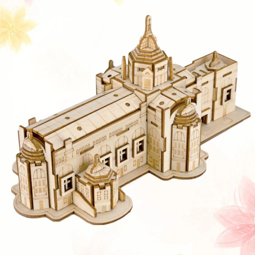 

Wooden Thai Style House Puzzle 3D Jigsaw Kids Educational -Friendly Assembly Diy Brain Exercise Creative