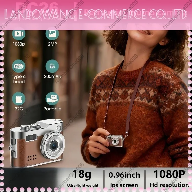 Retro Mini Thumb Digital Camera Portable Pocket Camera for Kids Cycling Hiking Travel Selfie Recording