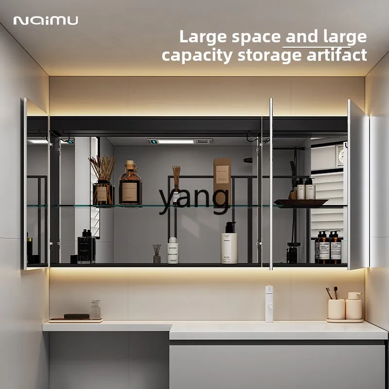 lh bathroom mirror cabinet wall-mounted smart toilet separate space aluminum mirror cabinet toilet storage