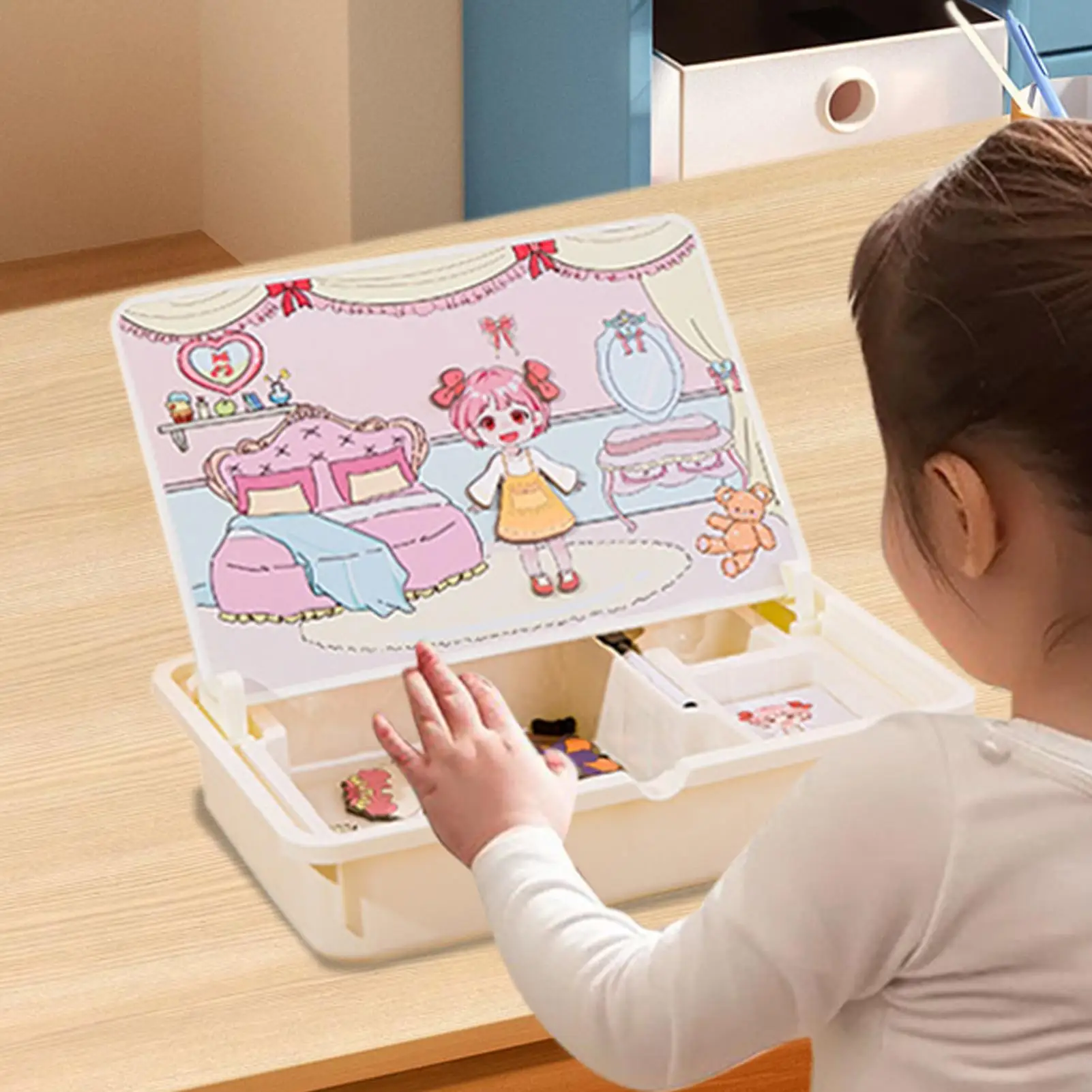 Boîte de Puzzle magnétique pour enfants en bas âge, jouets d'apprentissage, jeux de voyage avec étui de transport pour enfants d'âge préscolaire