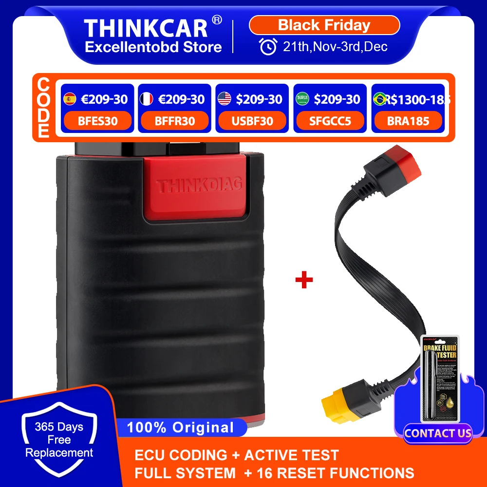 THINKCAR Thinkdiag Hot Version Full System Diagnostic Tool 16 Resets OBD2 Scanner Active Test ECU Coding 1 Year Free Update