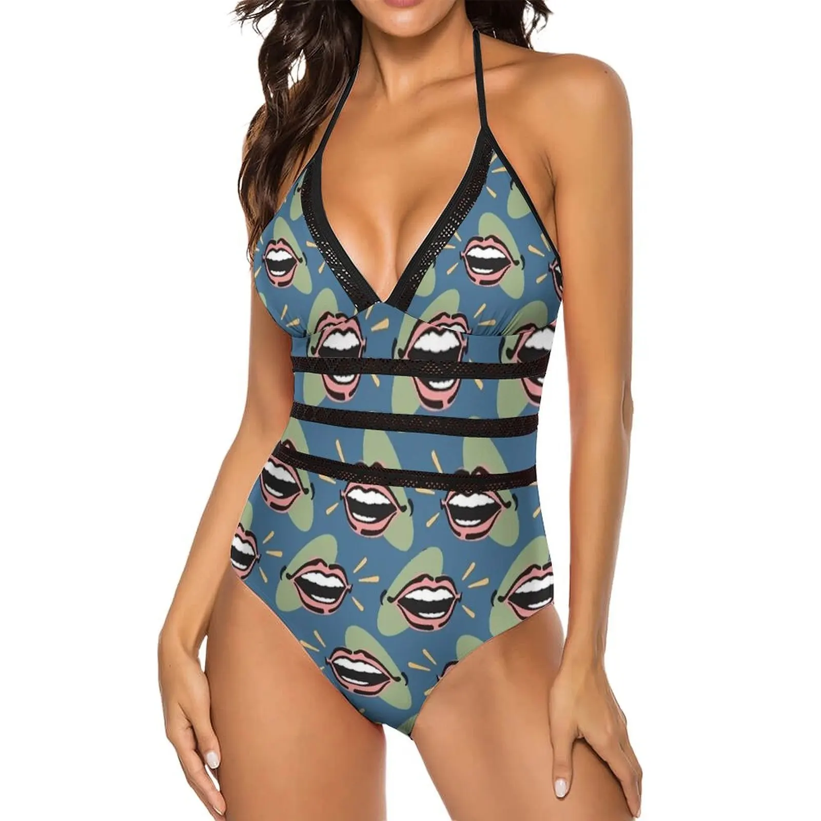 Loud Mouth Or I Am Talking And I Cannot Shut Up Swimsuit  Push Up Swimwear One-Piece Hollow Out Bathing Suit Classic Bodysuit