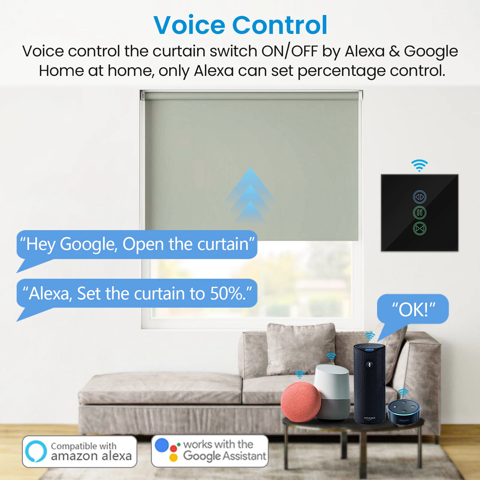 LoraTap ZigBee Tuya Smart Roller Blind Switch Summer Shade Control Percentage Quiet Motor for Windows Balcony Google Home Alexa