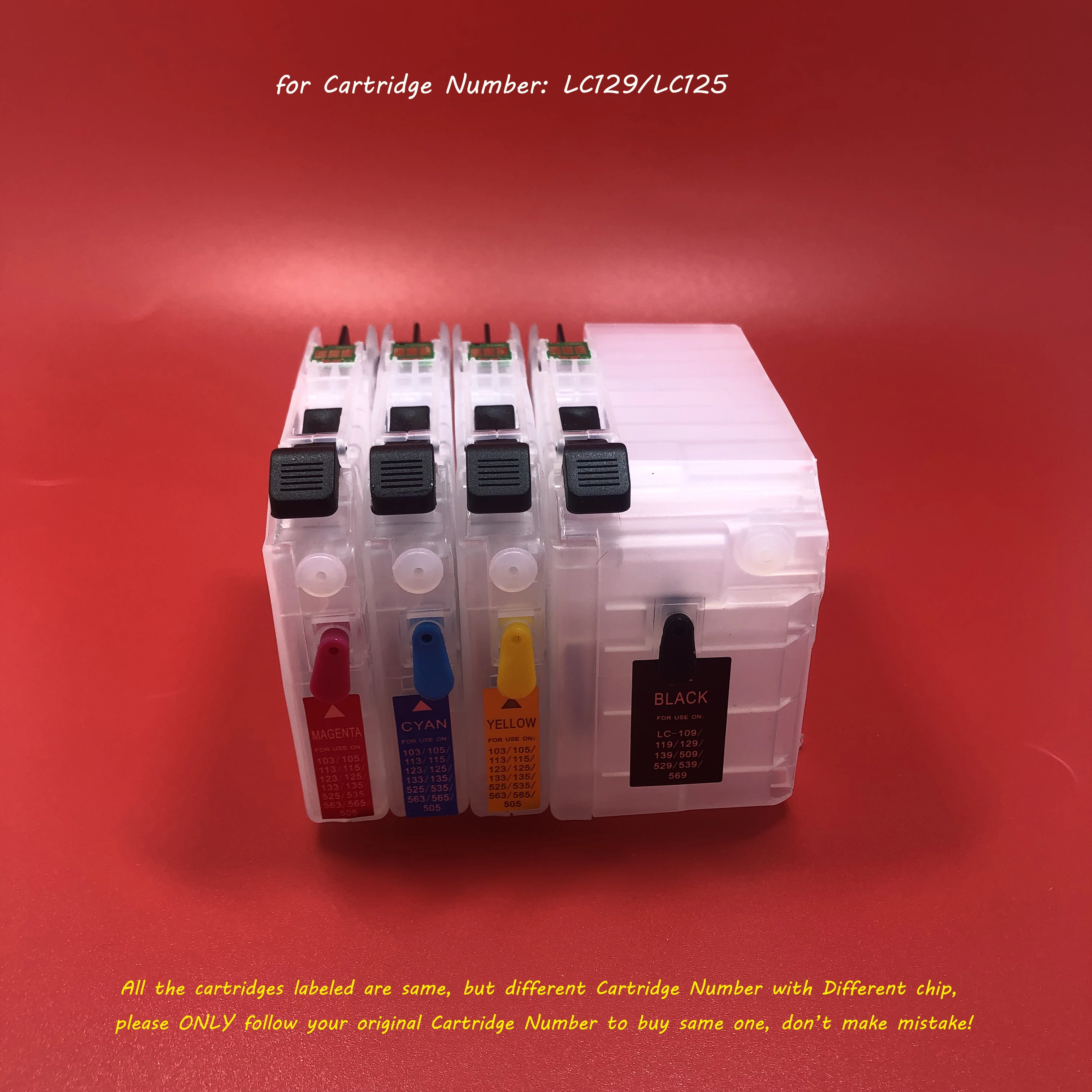 

1Set Empty Refillable Ink Cartridge LC129 LC125 with ARC for Brother MFC-J6520DW MFC-J6720DW MFC-J6920DW Printer