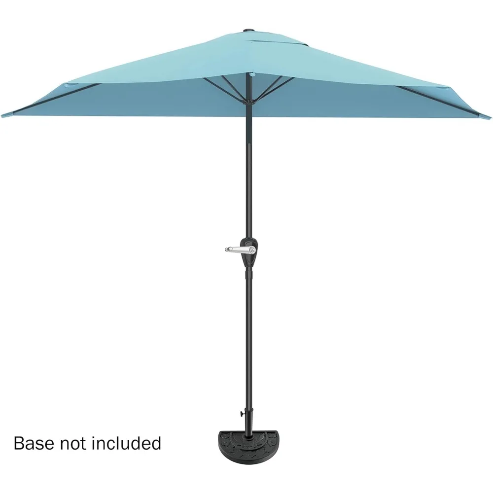 Pure Garden Half Umbrella Outdoor Patio Shade - 9 ft Patio Umbrella with Easy Crank - Small Canopy for Balcony, Table, or Deck (