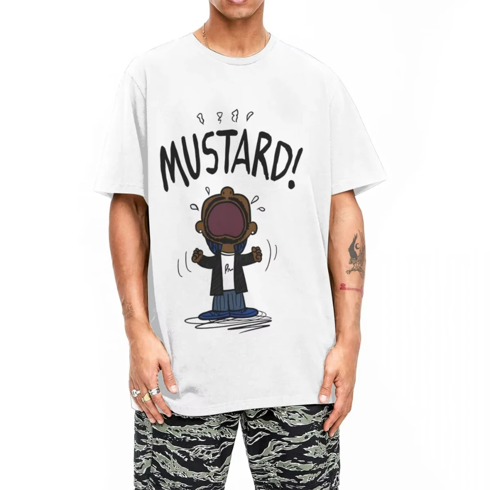 Kendrick Lamar Men's Mustard T Shirts Cotton Clothing Summer Vintage Short-Sleeved T-Shirt O Neck Hippie Print Tshirts Plus Size