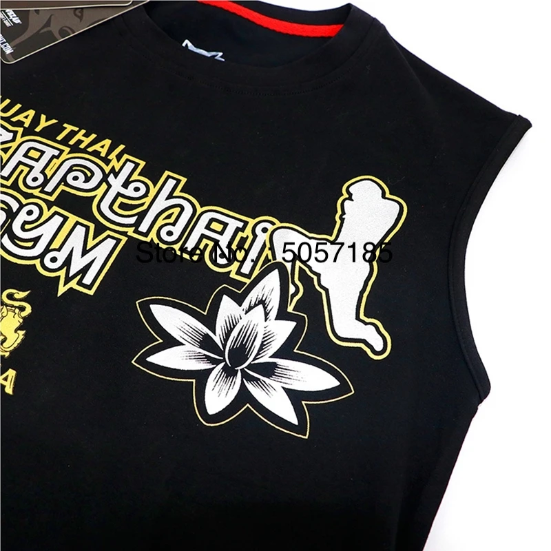 VSZAP Tank Top podkoszulki Muay Thai kamizelka tajski boks podkoszulek czarne sztuki walki Kickboxing T Shirt