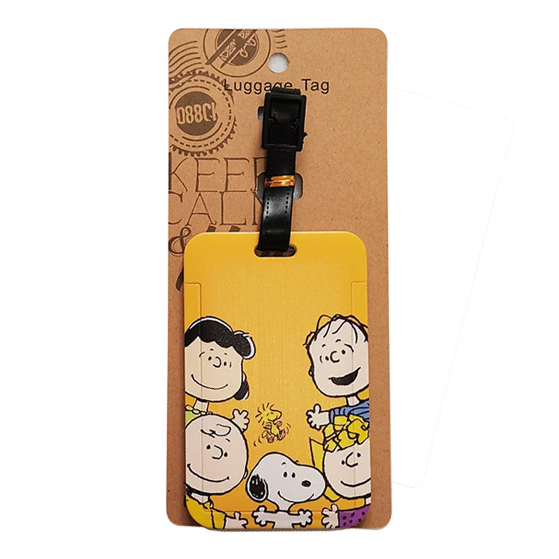 Snoopy Fashion Luggage Tags Fashion Portable Men Women Travel Accessories Baggage Label Name ID Address Holder Card Cover