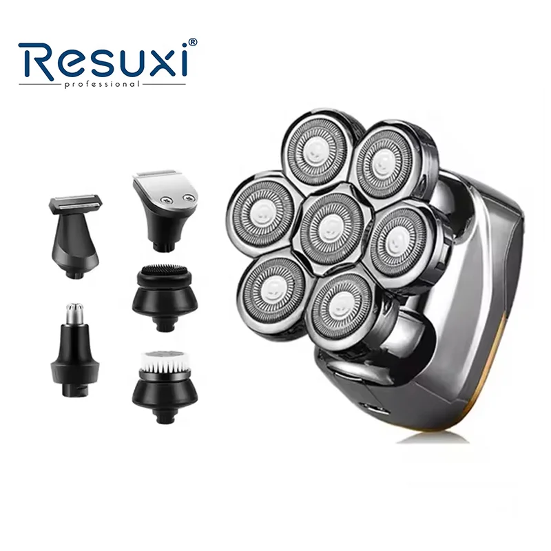 

Resuxi LK-8730 7D Head Shavers LCD Display Washable Electric Razor 6 in 1 Cordless Shaver Multifunctional Floating Shaver
