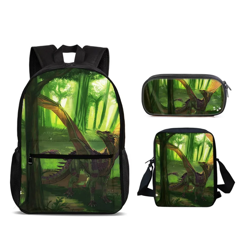 Wings of Fire 3Pcs Set Backpack Pen Bag Shoulder Bag Large Capacity Cartoon Printed Primary School Boys and Girls Trendy Style