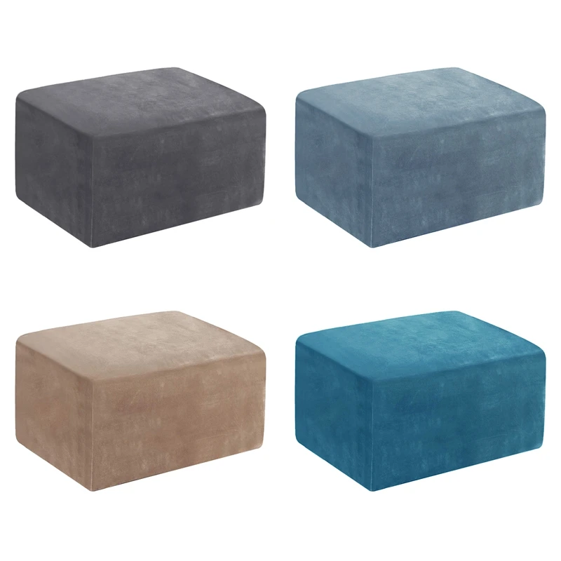 

Velvet Rectangle Stool Cover Elastic Square Footstool Sofa Slipcover Footrest Chair Covers Furniture Covers