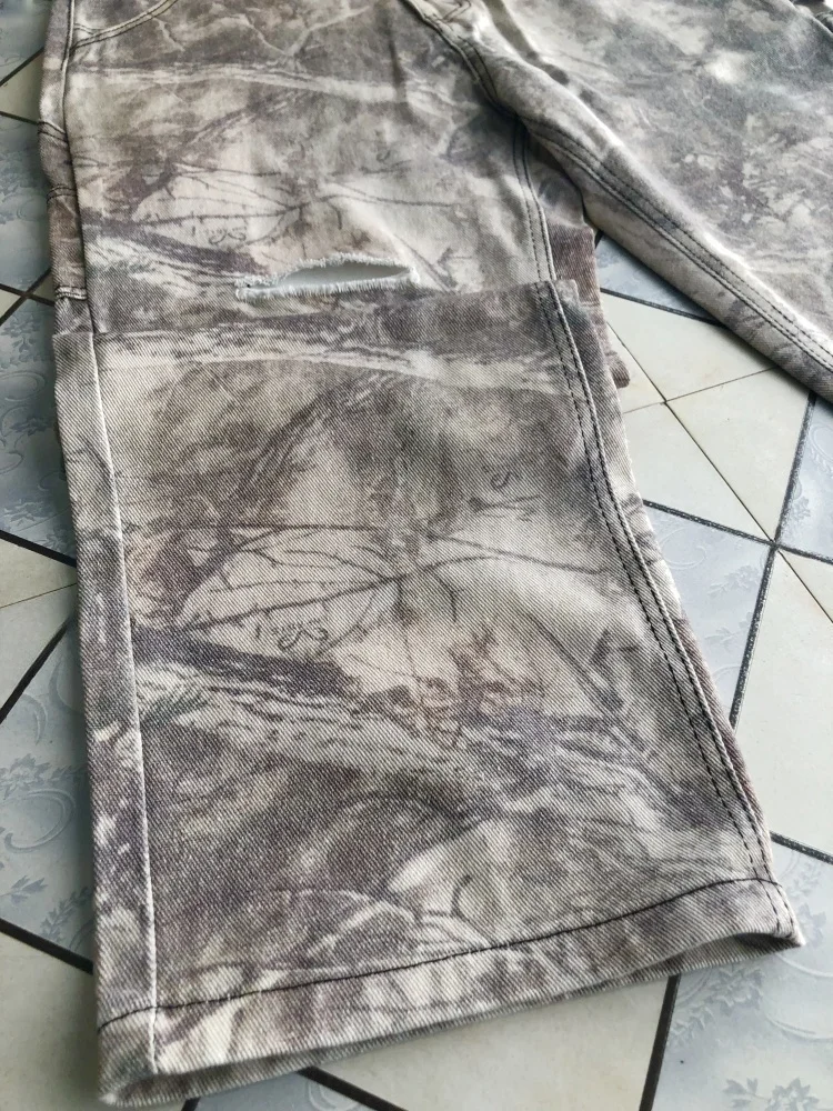 2025 Trashy Y2K 2000S Streetwear Vintage Grau Baggy Zerrissene Jeans Hosen Für Männer Kleidung Hip Hop Lange Hosen Pantalones hombre – Detail 16