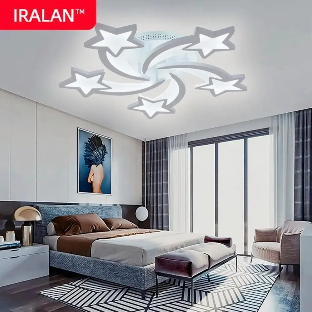 IRALAN Children’s Room Ceiling Light Dimming with Remote Control Star Chandelier Acrylic For Living Room Lounge Office Decor