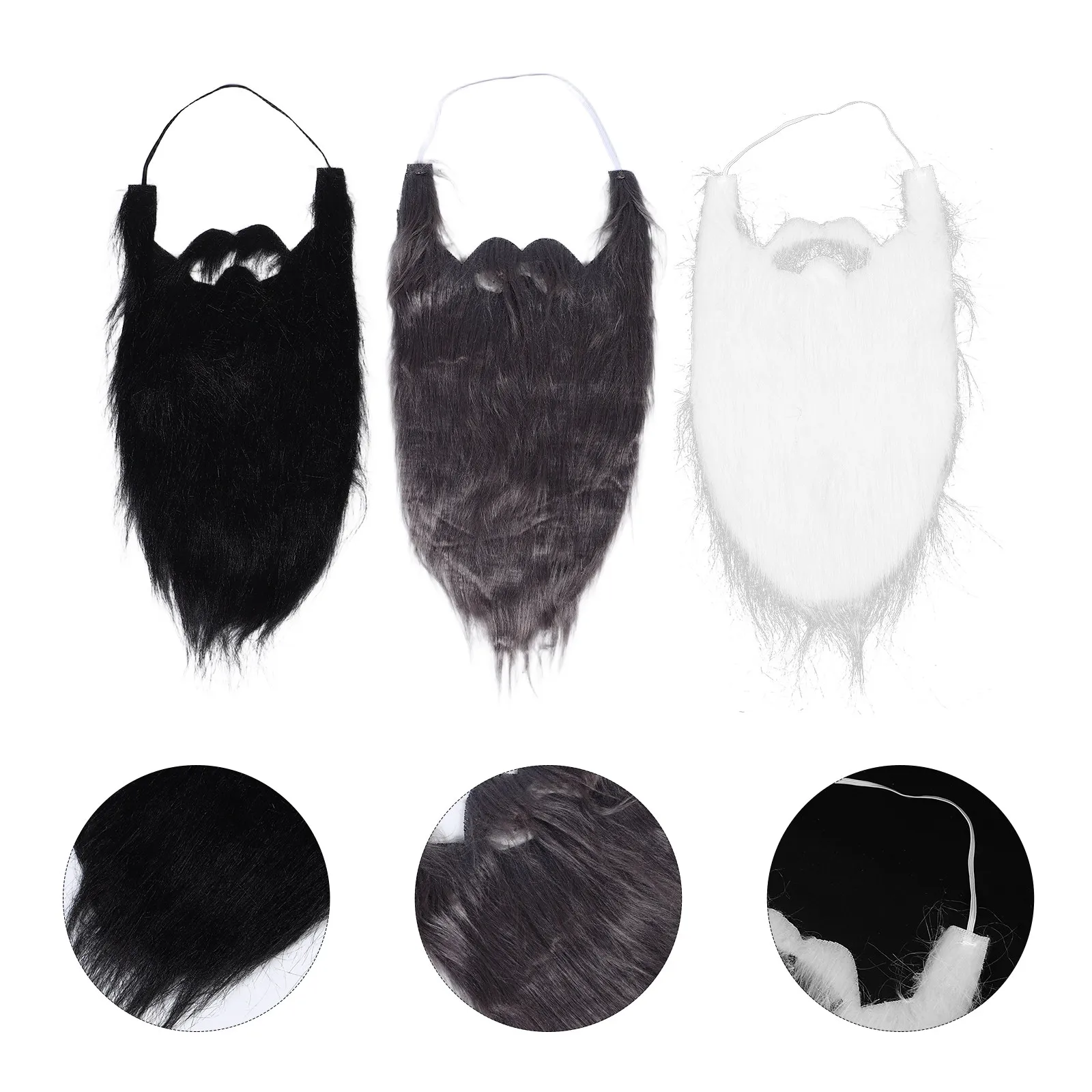 เครื่องแต่งกายคอสเพลย์หนวดเคราสีขาวเหมือนจริง 3 ชิ้น สำหรับผู้ชาย อุปกรณ์งานปาร์ตี้ฮาโลวีน หนวดเคราผู้สูงอายุ ชุดคอสเพลย์หนวดเคราตลก