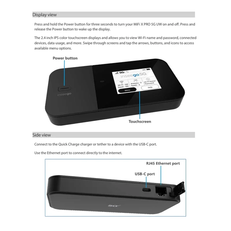 Inseego MiFi X PRO 5G M3100 Pocket WiFi Router Dual-Band 2.4\