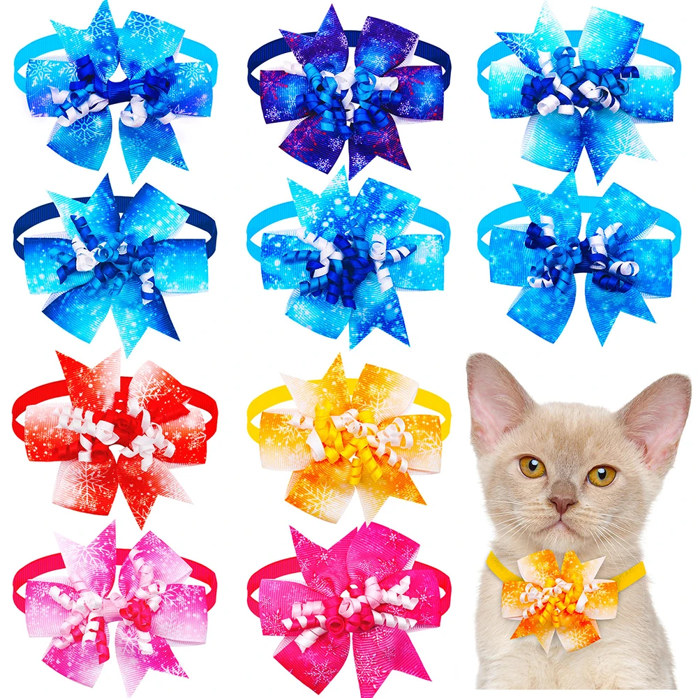 

50/100ps Dog Bowties For Dogs Winte Snowflake Dog Bows Fashion Pet Dog Bow Tie Collar Dog Grooming Accessories For Small Dogs