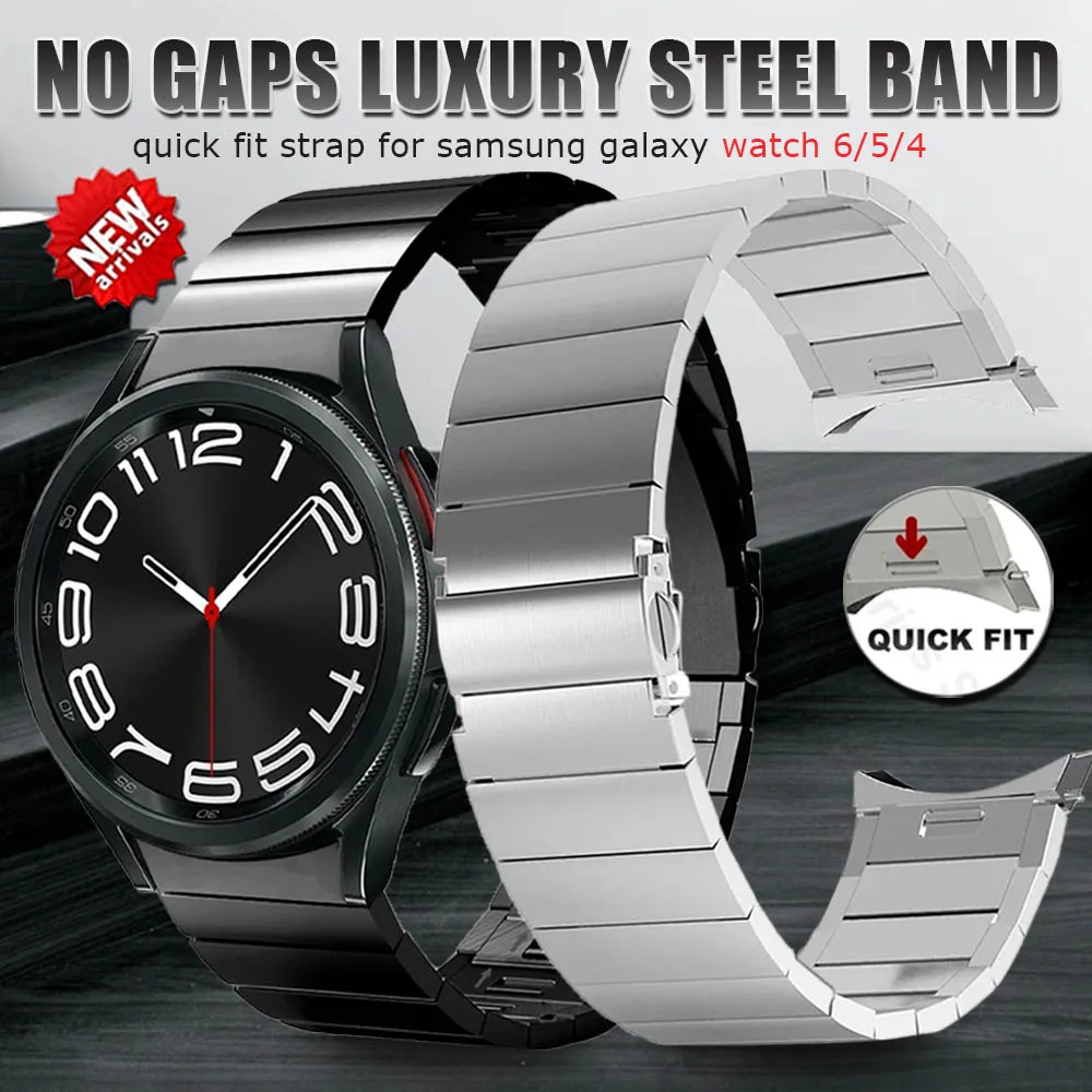 No Gaps Link Bracelet For Samsung Galaxy Watch 6 Classic 47mm 43mm 6 5 4 40 44mm Strap For Watch 5Pro 45mm Stainless Steel Band