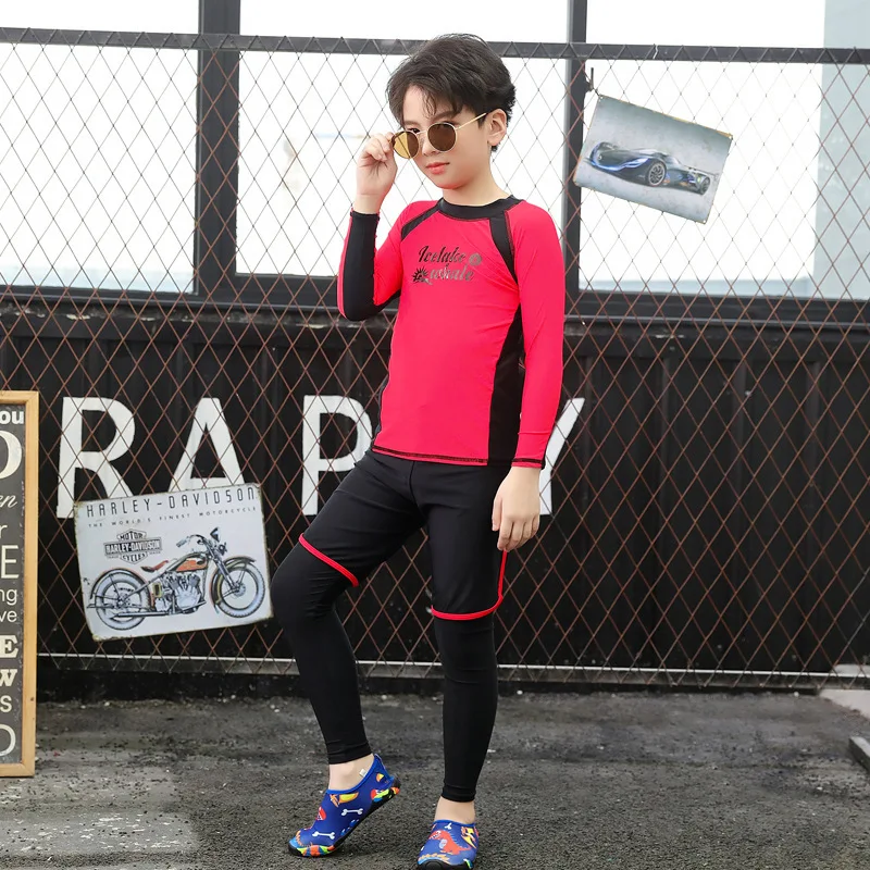 Kids Rash Guard Set 3 Pieces Long Sleeve Swimwear UPF50+ Sun Protection Quick Dry Split Swimsuit Boys Girls Beach Bathing Suit